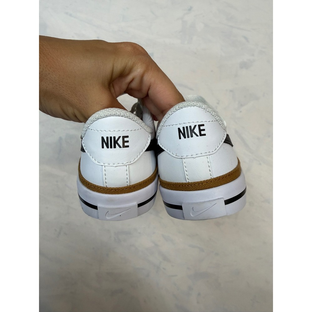 NIKE $60 New Youth 2 White Black Court Legacy Adjustable Strap Casual Sneakers - Picture 8 of 10